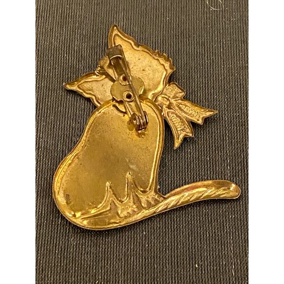 VTG Cat Booch Pin Badge w Moving Head Gold tone aluminum Glitter1.75 in. EUC - Picture 12 of 16